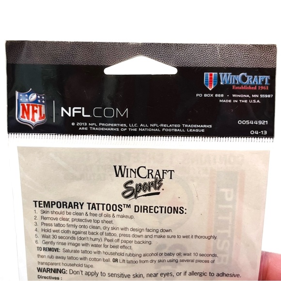 NFL National Football League Pittsburgh Steelers Temporary Tattoos Logo Helmet - Picture 7 of 11